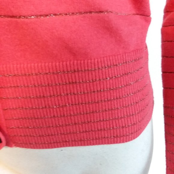 American Eagle red fitted cardigan with sparkle stripes, size small - Picture 5 of 7